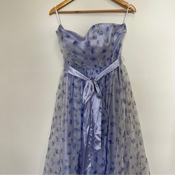 Faeriesty Purple Blue Floral Belted Princess Gown Size Large - Picture 2 of 7